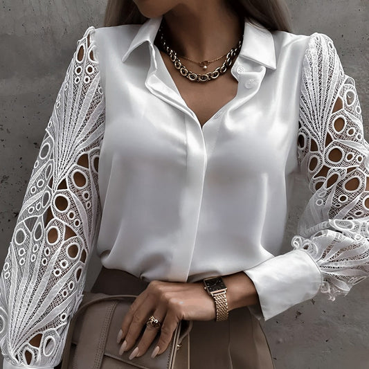 Charlotte | Elegante blouse met kanten mouwen